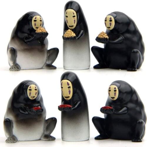 2PCS/Lots Cute Cartoon Studio Ghibli Spirited Away No Face Man Holding Gold Candy Chihiro Girl No Face Ghost Action Figure Toys