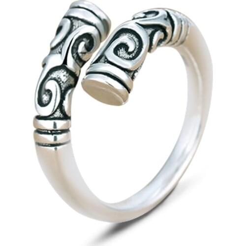 100% 925 sterling silver hot sell retro style thai silver ladies`finger rings jewelry no fade open ring drop shipping female