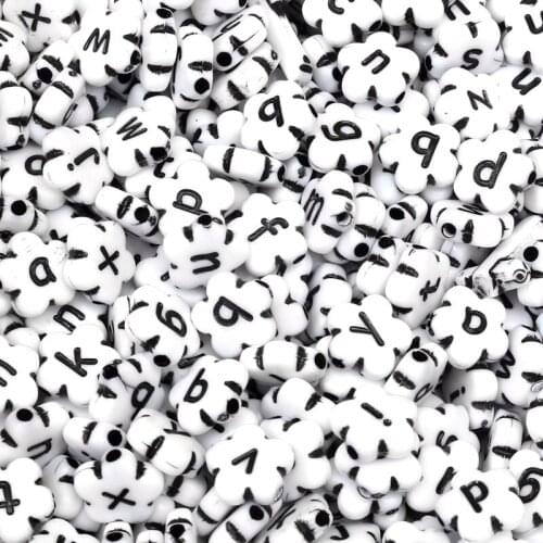 100Pcs Mixed Plum Flower Letter Acrylic Beads For Jewelry Marking Loose Spacer Beads Bracelet Necklace Charm Jewelry Finding