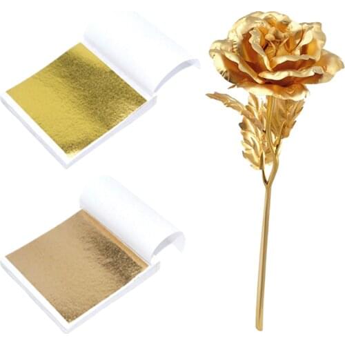 100Pcs Imitation Gold Silver Foil Paper Leaf DIY Nail Art Materials Handmade Soap Epoxy Resin Decorative Foil Paper Arts Crafts