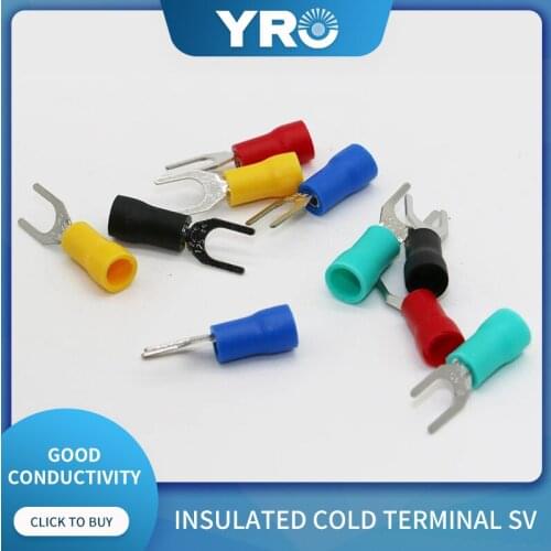 1000pieces/bags SV2-6 U type PVC insulated sheathed block Shovel cold pressed terminal