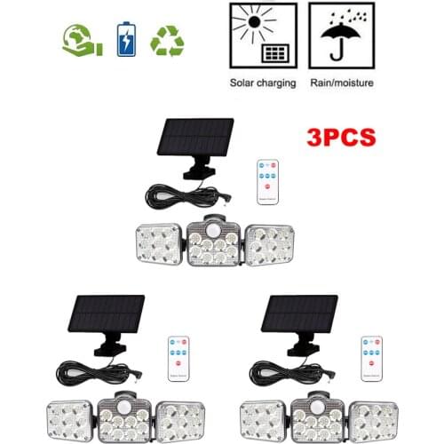 3pcs 138 led seperable remote Solar Lights Powered Sunlight Waterproof PIR Motion Sensor Street solar Lamp Garden Decoration Out