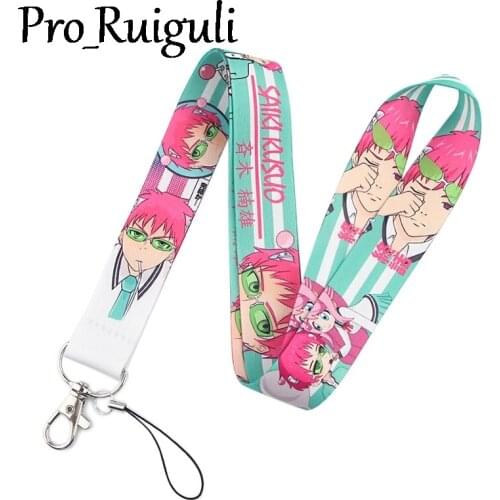 30pcs Saiki Kusuo Pink Lanyard for Keys Phone Cool Neck Strap Lanyard for Camera Whistle ID Badge Cute webbings ribbons Gifts