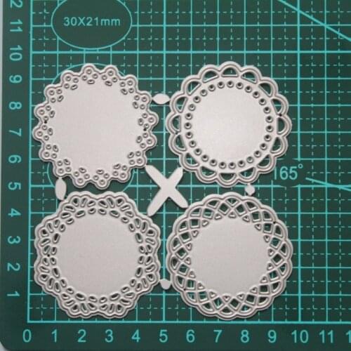 4pcs Hollow Lace Circle Frame Metal Cutting Dies Stencils for DIY Scrapbooking Decorative Embossing DIY Paper Cards