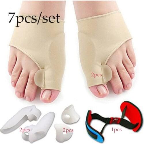 7pcs/set Bunion Sleeves Hallux Valgus Corrector Alignment Toe Separator Metatarsal Splint Orthotics Pain Relief Foot Care Tool