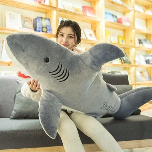 70/100cm Big Size Funny Soft Big Mouth Shark Plush Toy Pillow Appease Cushion Gift for Children Home Decoration
