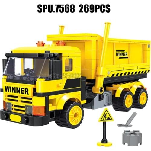7074 269pcs Urban Engineering Construction Dump Truck Building Blocks 2 Dolls Toy