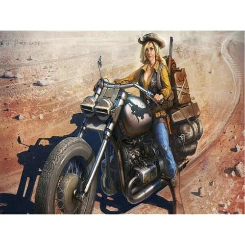 New 5d diamond painting motorcycle woman pattern full square / round drill diamond embroidery 3d diamond mosaic wall sticker