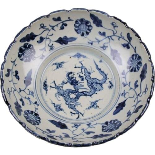 Antique porcelain, Jingdezhen ceramics, living room decoration, ornamental handicrafts, lotus leaf, sunflower, flying dragon bow