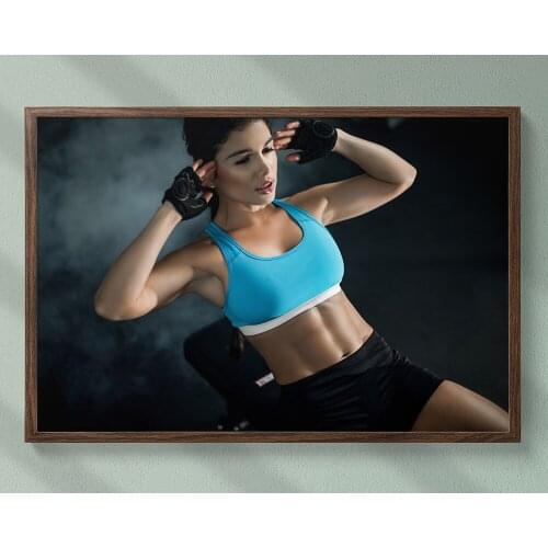 B008 Abdominal Curl Training Fitness Bodybuilding Women Sexy Beautiful Strong Wall Sticker Silk Fabric Poster Art Indoor Decor