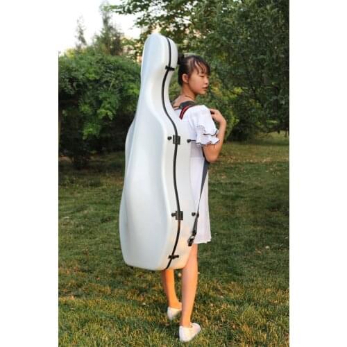 White color Carbon Fiber Composite Material 4/4 Cello Case w/ Two Wheels-Limited yinfente case