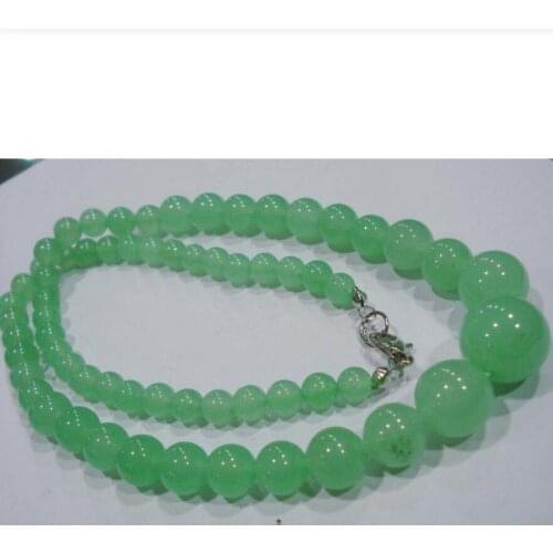Free Shipping Light Green 6-14mm Natural Emerald Round Beads Necklace 18" SF