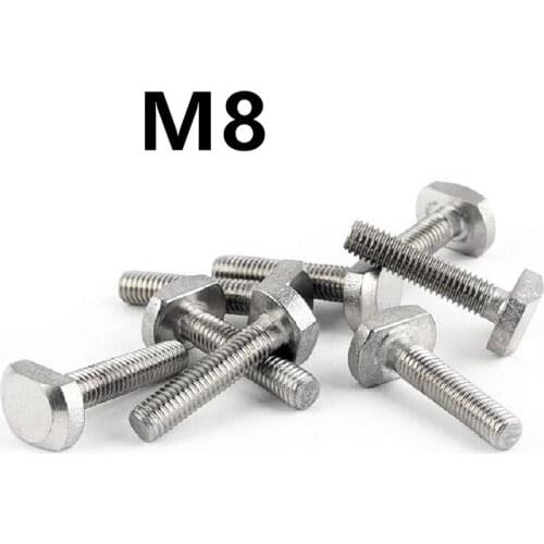 10pcs/lot M8x16/20/25/30/35/40/60mm Bolts for T-Slot GB37 stainless steel T bolt T screw Square bolts T-head screw chute T-bolt