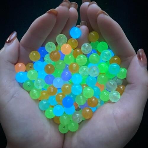 6/8/10/12mm Glow In The Dark Acrylic Beads Mix Color Loose Luminous Beads For Jewelry Making Bracelet Beaded Necklace DIY