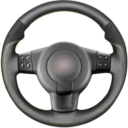 Black Genuine Leather Suede Soft Car Steering Wheel Cover For Seat Leon (1P) FR 2007-2009 Leon (1P) Cupra 2007-2009 Ibiza (6L)