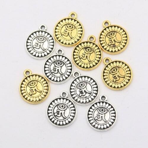 30PCS 13X16MM 2 Color Two-sided Round Charms Letter Pendants Handmade Decoration Vintage For DIY Jewelry Making Findings