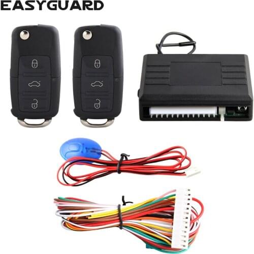 EASYGUARD 2 remotes with uncut flip key keyless entry system remote lock unlock DC12v remote trunk release window roll-up output