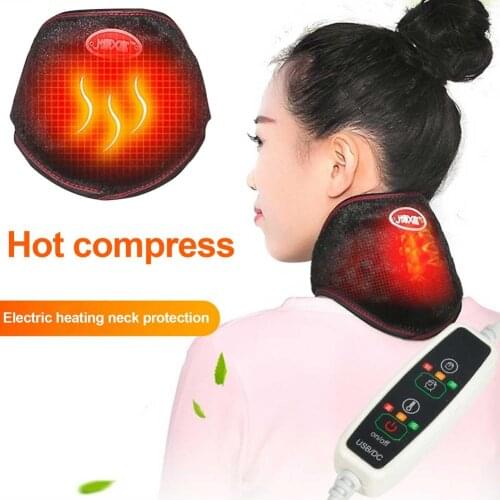 USB Heated Electric Shoulder Neck Protector Portable Massager Fatigue Pad Relief Cervical Massage With Remote Control