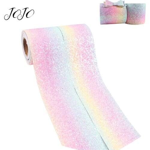 JOJO BOWS 75mm 2y Sparkly Chunky Glitter Ribbon For Crafts Rainbow Tape For Needlework DIY Hair Bows Apparel Sewing Party Decor