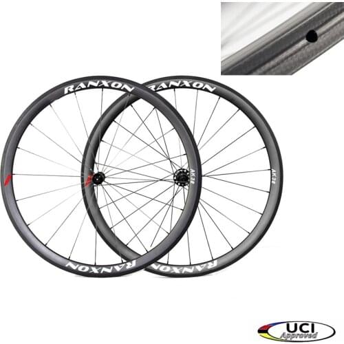 Ranxon UCI Approved Superlight Racing Bicycle wheelset Road Bike Straight pull Hub 38mm Depth Profile Tubular Carbon wheels