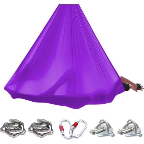Aerial Yoga Hammock Set 6 meters Color Gradient Color Low Elastic Sling Stretch Strap Yoga Studio with a full set of accessories