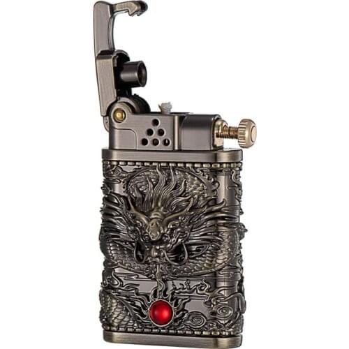 Dragon Totem Red Orb Armor Brass Kerosene Lighter Creative Gift Lighter Smoking Accessories for Weed Gadgets for Men Good Gift