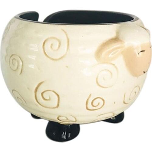Ceramic Cute Wool Bowl,Storage Box with Sheep Shape,Wool Knitted Crocheted Holder,Handmade Knitting Sewing Supplies