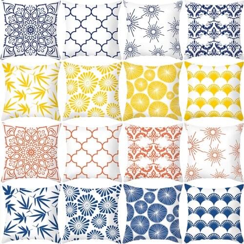 Geometric Cushion Cover Mandala Decorative Sofa Cushions Pillowcases Throw Pillows Polyester Yellow Red Pillow Covers Home Decor