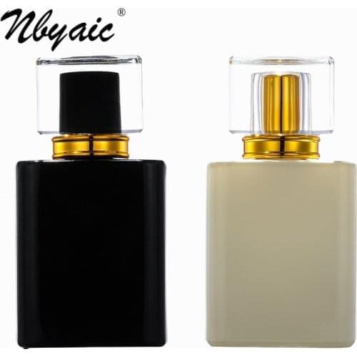 Nbyaic Perfume bottling 50ml high-end black and white bottle body with acrylic cap, 100ml glass empty bottle 1pcs