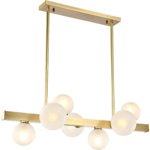 Nordic Dining room Real brass Pendant lights American style Creative Glass ball combo Living room bedroom LED Lighting fixture