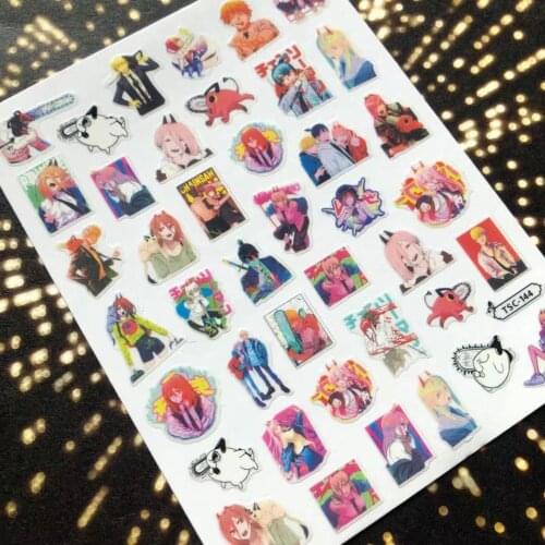 Newest TSC-144 chain man series anime girldesigns 3d nail art sticker nail decal accessories nail slider