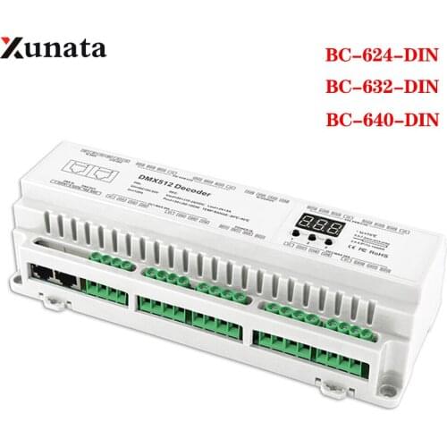 New Arrival DMX512 Decoder DC12V-24V DIN Rail 24CH 32CH 40CH Constant Voltage PWM Decoder 3 Digital Display Projects Controller