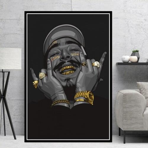 New Post Malone Hip Hop Rapper Music Singer Star Art Painting Poster And Prints Canvas Wall Pictures For Living Room Home Decor