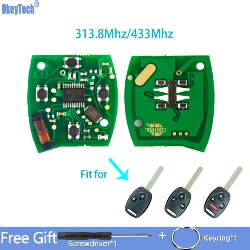 OkeyTech 313.8Mhz/433Mhz ID46 Chip Car Remote Control Key Circuit Board For Honda With S0084-A/S0087-A