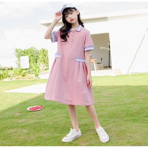 2021 Girls Dress Elegant Summer Pleated Kids Dresses for Girl Children Clothes Cotton Princess Costume 6 8 10 12 14 16 Yrs
