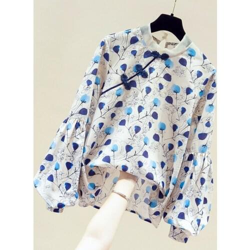Long Sleeve Print Chiffon Blouse Shirt Tops Blouse Women Blusas Mujer De Moda 2021 Women Tops Womens Tops And Blouses Blusa D761