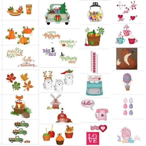 Vegetables Cupcakes Sweet Phone Happy Autumn Love Stamp Metal Cutting Dies For DIY Scrarpbooking Embossing Paper Cards Craft New