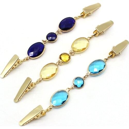 Rhinestone sweater Chain Clip Cardigan Shawl Brooch Shirt Tie Metal Pin with Alligator Clip Holder Garment Accessories Jewelry