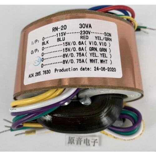 115V/230V 30W R type transformers Dual 15V+ Dual 8V output for amplifier/ DAC