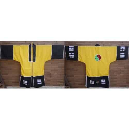 Unisex 3color Unisex taoist priest clothing tai chi suits taoism robe gown uniforms yellow/green/red