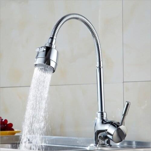 Universal Rotating Tip Three-way Hot and Cold Water Faucet Kitchen Sink Faucet
