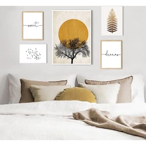 Morning Sun Tree Abstract Poster Nordic Print Scandinavian Wall Art Picture Sweet Dream Home Decor Canvas Painting Simplicity
