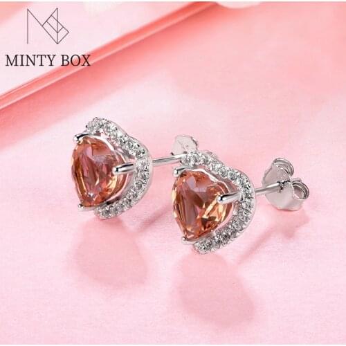 Mintybox Diaspore Gemstone Stud Earrings for Women Solid 925 Sterling Silver Color Change Heart Gemstone Engagement Fine Jewelry