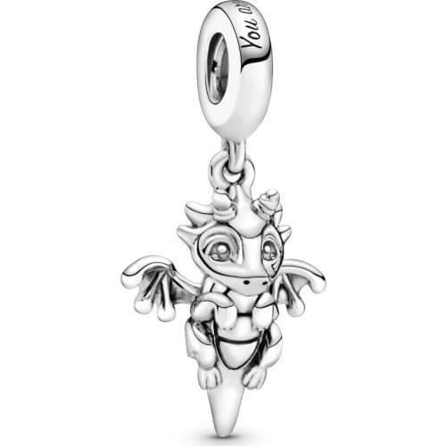Real 925 Sterling Silver Bead You Are Magic Dragon Dangle Charm Fit Fashion Women Pandora Bracelet Bangle Gift DIY Jewelry
