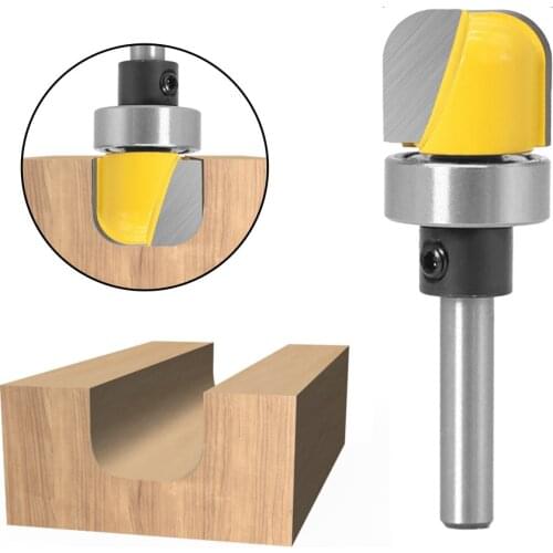1PC 1/4" 6.35MM 6MM Shank Milling Cutter Wood Carving Deep Round Trimming Router Bit Pattern Bit Top Bottom Bearing Round Bottom