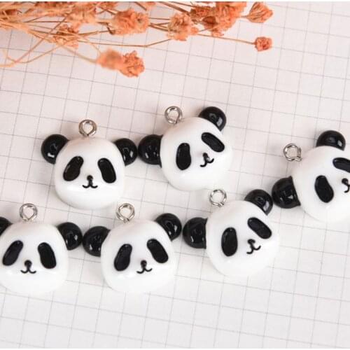 20Pcs Enamels Cartoon Panda Charms DIY Handmade Hair Bracelet Necklace Earring Jewelry Accessories Pendant Material