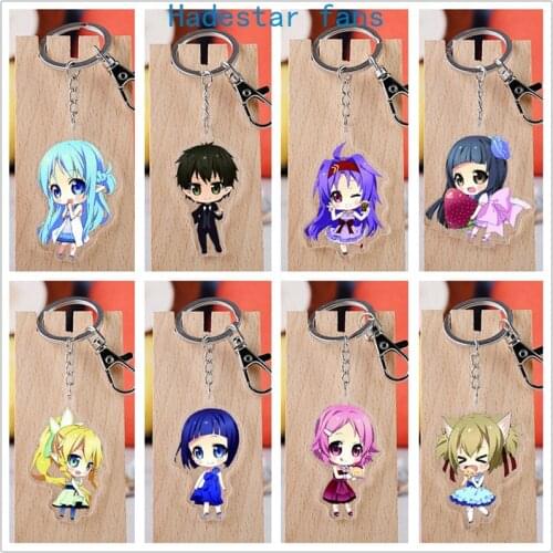 10 pcs/lot Anime Sword Art Online Acrylic Keychain Toy SAO Figure Yuuki Asuna Bag Pendant Double sided keyring Gifts