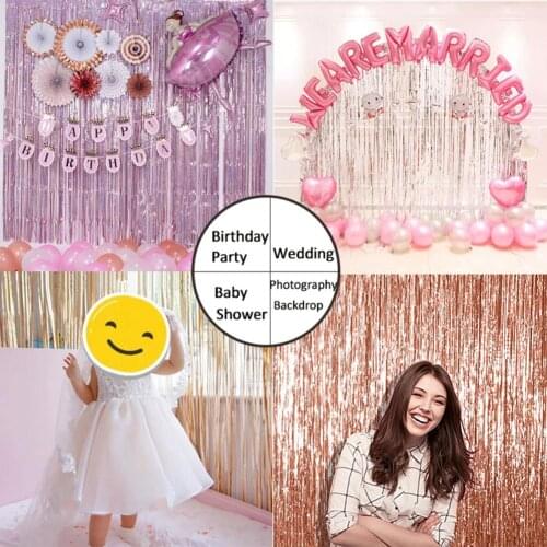 100x100cm Glitter Fringes Metallic Curtain Birthday Party Wedding Backdrop Decor