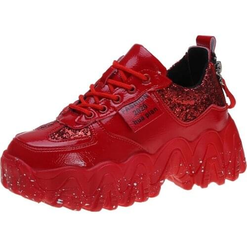 2020 Casual Shoes Women Platform Sneakers Leather zapatos de mujer Fashion Ladies Chunky footware Thick Bottom Breathable U21-49