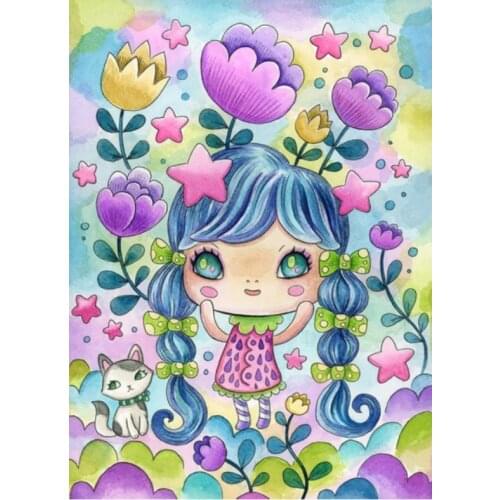 5D DIY Poured Glue Diamond Painting Kits Scalloped Edge Soft Canvas Handcraft Gift Home Wall Decoration